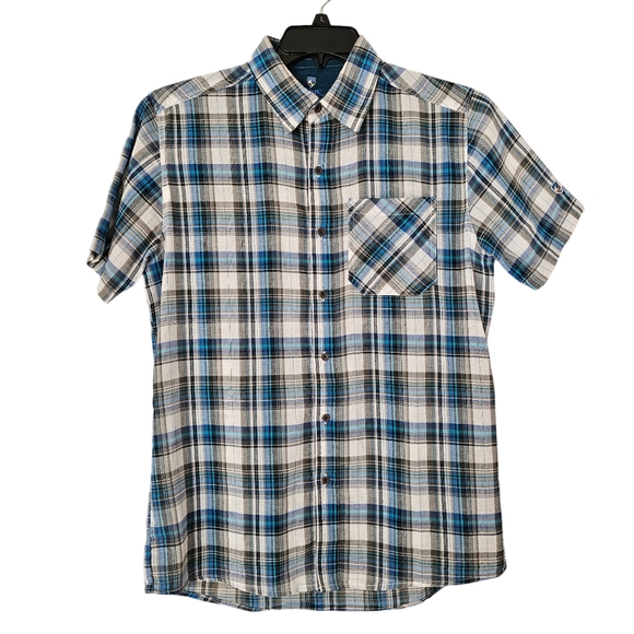 Kuhl Mens Organic Cotton Plaid‎ Short Sleeve Shirt Size Small - Picture 1 of 11